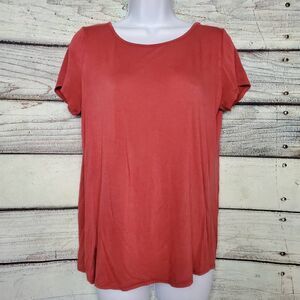 Daytrip Women’s Lace-Up Front Short Sleeve Top Red Size Small